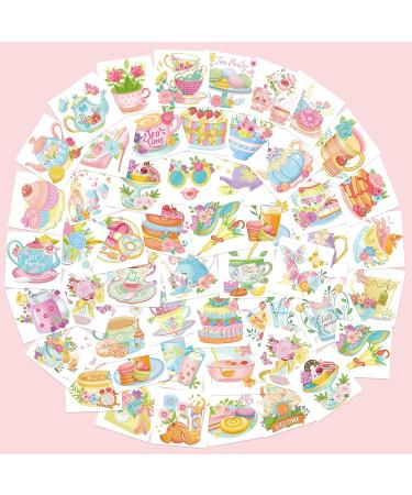 96 Tea Party Temporary Tattoos | 48 Styles Tea Party Birthday Supplies for Girls & Boys | Tea Kettle, Cupcakes | Partea Birthday Stickers - Buy Online on GoSupps.com