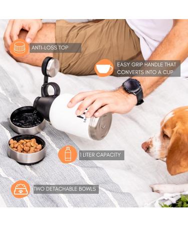Miracle Pets 1L Stainless Steel Dog Drinking Bottle & Food Bowl - BPA-Free On-the-Go Puppy Accessories with Cleaning Brush - Buy Online on GoSupps.com