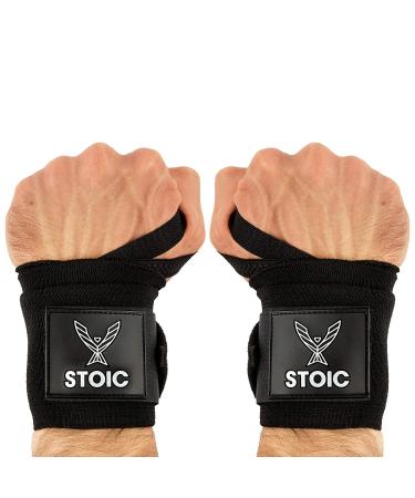 Stoic Wrist Wraps Weightlifting, Powerlifting, Cross Training, Bodybuilding with Thumb Loop. Professional Grade for Gym Workout, Men and Women Weight Lifting and Strength Training Black 18 Inch