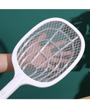 Electric Fly Swatter Racket Powerful Swatter 2 in 1 Electric Fly Killer Rechargeable Killer Lamp Portable Fly Killer Lamp for Indoor and Outdoor (White) - Buy Online on GoSupps.com