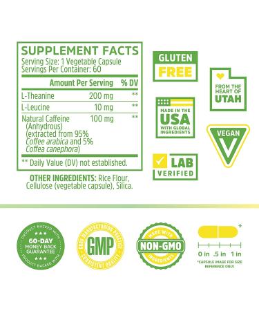 Zhou Energy Focus Caffeine with L-Theanine - 60 VegCaps | Cognitive Performance Nootropic Stack - Buy Online on GoSupps.com