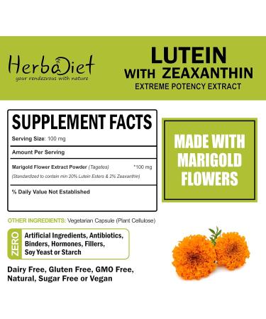Lutein 5% with Zeaxanthin Extract Powder | Eye & Vision Health Macular Support Marigold Supplement | Antioxidant Support for Healthy Skin | Non-GMO (50 gram / 1.76 oz) - Buy Online on GoSupps.com