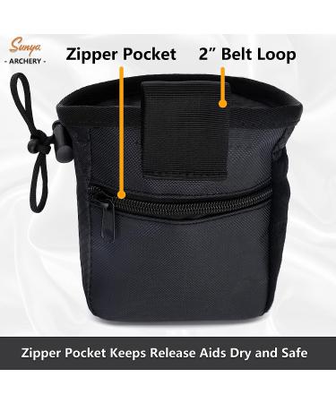 SUNYA Archery Bow Release Pouch | Finger Tab Bag - Multiple Pockets for Archery Accessories | Fits Arrow Quiver Belt - Quick Drawstring Closure (Black) - Buy Online on GoSupps.com