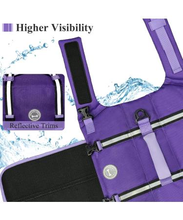 Vivaglory Ripstop Dog Rescue Vest - Enhanced Buoyancy & Visibility for Small to Medium Dogs | Purple Size S (43-53cm) - Buy Online on GoSupps.com