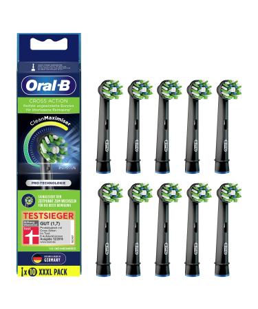 Oral-B CrossAction Electric Toothbrush Heads 10 Pieces Holistic Mouth Cleaning with CleanMaximiser Bristles Black Edition Black 10 count (Pack of 1)