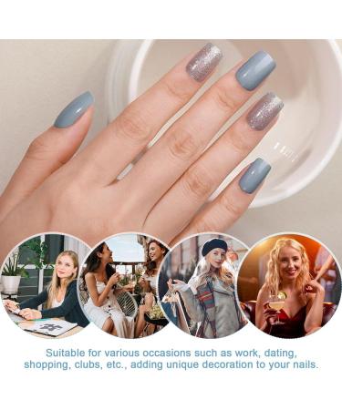 Semi Cured Gel Nails Strips Soft Self-adhesive Gel Nail Stickers Glitter Nails Wrap Gel Nail Strips for Women Girls Christmas French Tip Manicure - Uv/led Lamp Required - Buy Online on GoSupps.com