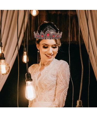 Shop Lurrose Vintage Black Tiara & Crown Headband - Strass Princess Crown for Weddings & Girls - Classic Queen Headdress in Red - Buy Online on GoSupps.com