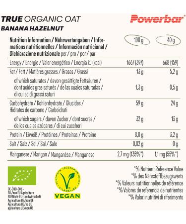 Power Bar True Organic Oat Bar Banana-Hazelnut 16x40g - 100% Organic + 100% Plant-Based + Climate-Neutral Brown - Buy Online on GoSupps.com