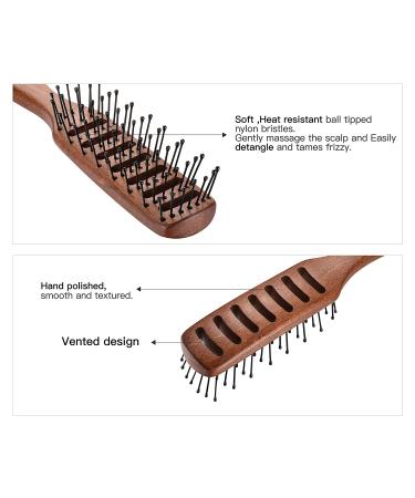 Men's Vented Hair Brush for Blow Drying | Ball Tipped Bristles for Volumizing & Styling Short, Curly or Straight Hair - Brown Wooden - Buy Online on GoSupps.com