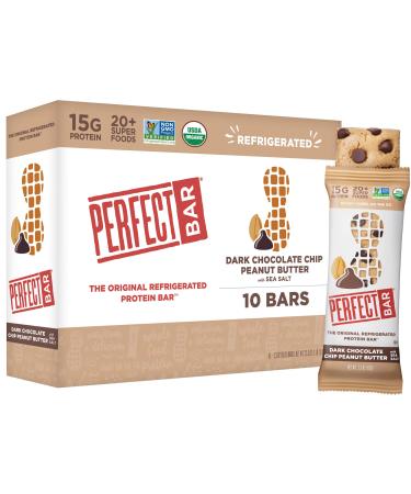 Perfect Bar Original Refrigerated Protein Bar, Dark Chocolate Chip Peanut Butter, 2.3 Ounce Bar, 10 Count Dark Chocolate Chip Peanut Butter with Sea Salt 10 Count (Pack of 1)