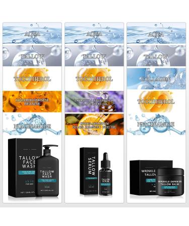 3Set Wrinkle Defense Tallow Balm - Men's Skin Care Kit | Anti-Wrinkle Moisturizer Night Serum & Face Wash - Buy Online on GoSupps.com