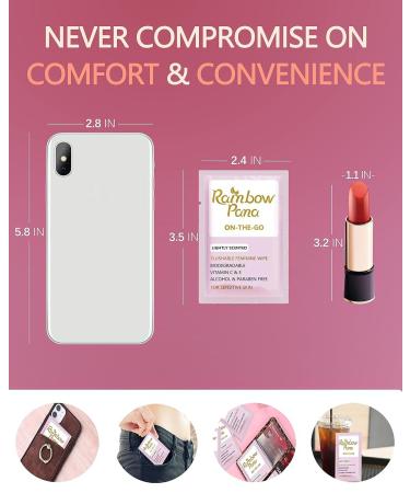 RainbowPana Feminine Wipes - 40 Count | Flushable & Travel Wipes for Women | pH Balanced Aloe & Vitamin E | On-the-Go Pre/Post-Intimacy Cleansing - Buy Online on GoSupps.com
