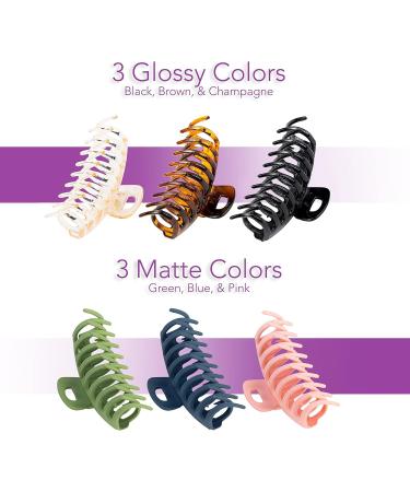 Byutish Hair Claw Clips for Thick Hair - 6 Pcs Anti-Slip Strong Grip Clips for Straight, Curly, & Wavy Hair - Buy Online on GoSupps.com