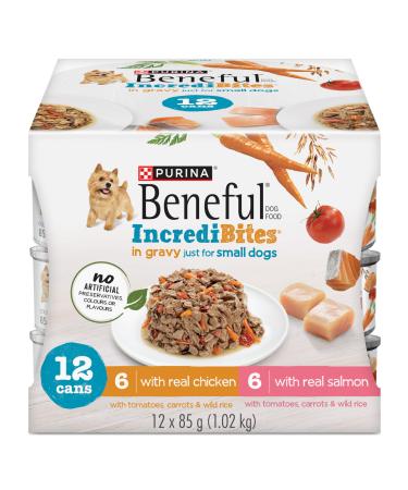 Beneful Incredibites Wet Dog Food for Small Dogs Real Chicken & Salmon in Gravy Variety Pack - 85 g Can (12 Pack)