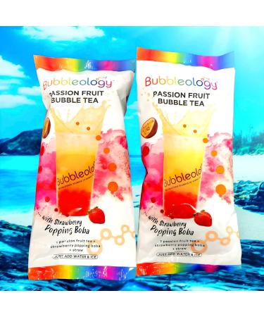 Bubbleology Passion Fruit Bubble Tea with Strawberry Popping Boba Pack of 2 - Buy Online on GoSupps.com