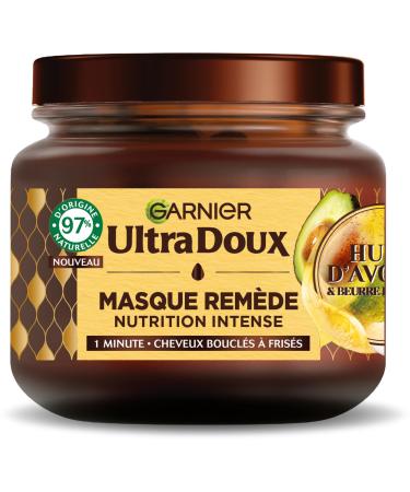 Garnier Ultra Doux - Intense Nutrition Remedy Mask - Avocado Oil & Shea Butter - For Very Dry Curly or Frizzy Hair - Paraben Free - 340 ml