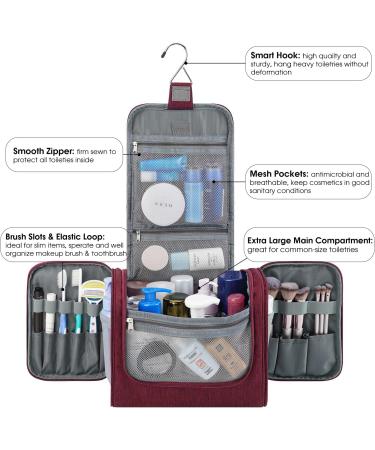 WANDF Large Hanging Toiletry Wash Bag Travel Makeup Organizer (Red) - Men and Women's Cosmetic Storage Solution - Buy Online on GoSupps.com