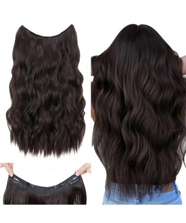 Silk-Co hair extension with rubber band 40cm long corrugated extensions with wire and clips adjustable secrets hair part synthetic hair extensions for women dark brown natural brown