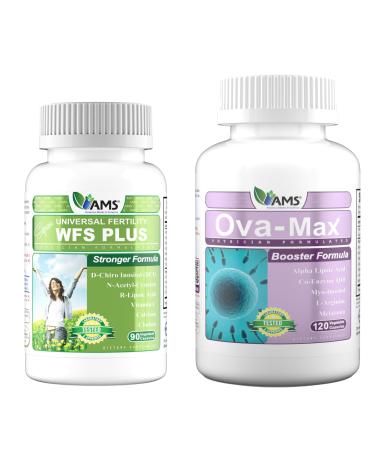America Medic & Science OVA-Max Prenatal Vitamins for Women (120 Capsules) and WFS Plus Fertility Supplements for Women (90 Capsules)