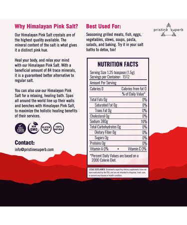 Pristine Superb Pink Himalayan Salt - Fine Grain Kosher Granules - 100% Natural Organic, Kosher Certified, Mineral Dense for Health - 2.5lb Bag - Buy Online on GoSupps.com