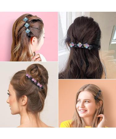 Sparkling Crystal Double Layer Braided Hair Clips for Women - 8 PCS - Buy Online on GoSupps.com