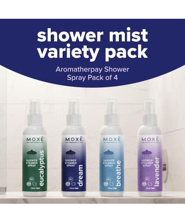 MOXE Aromatherapy Shower Mist Variety Pack Eucalyptus Lavender Breathe and Dream Spa Steam Spray Natural 100% Essential Oils Made in USA Aromatherapy Sinus Congestion Relief 4 Pack (8oz) Variety Pack 2 Fl Oz (Pack  - Buy Online on GoSupps.com