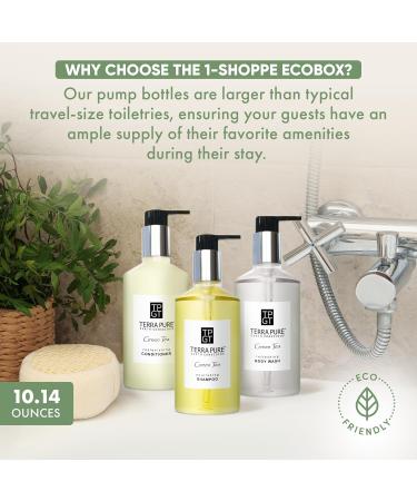 Terra Pure 30-Piece Ecobox All-In-Kit | Green Tea Soap Shampoo Conditioner & Body Wash | Bulk Personal Care Set | International Shipping Available - Buy Online on GoSupps.com