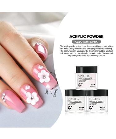 Acrylic Nail Kit: Clear/White/Pink Powder & Liquid Set for Nail Extension - DIY Manicure Tools, No Lamp Needed - 55 pcs - Buy Online on GoSupps.com