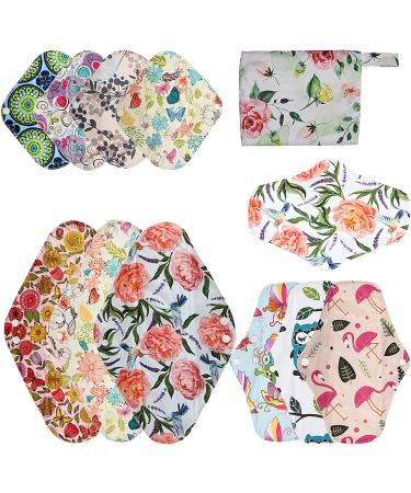 Reusable Bamboo Cloth Menstrual Pads - 12 Piece Set, Sizes 8, 10, 14 - Unscented - Cn Rose - Buy Online on GoSupps.com
