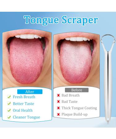 Stainless Steel Tongue Cleaner Set - 3 Metal Tongue Scrapers for Bad Breath | Oral Hygiene for Adults & Children - Buy Online on GoSupps.com