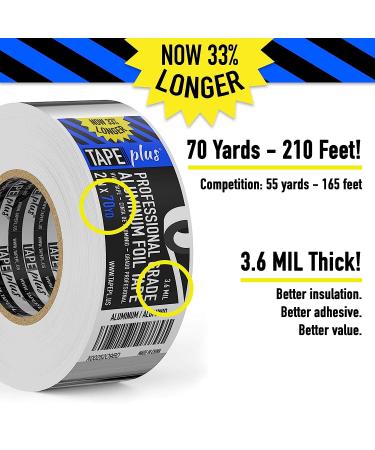 Professional Grade Aluminum Foil Tape - 2 Inch by 210 Feet (70 Yards) 3.6 Mil - High Temperature - Perfect for HVAC  Sealing & Patching Hot & Cold Air Ducts  Metal Repair  More! - Buy Online on GoSupps.com