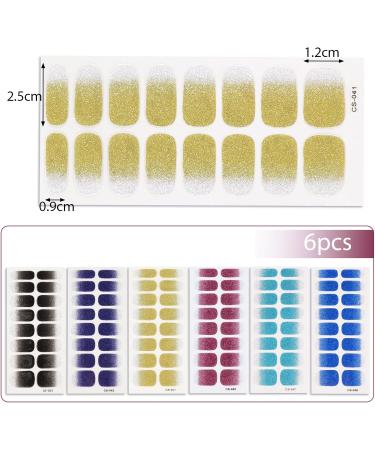 6 Sheets Glitter Gel Nail Strips Gradient Nail Gel Polish Wraps Soft Self-Adhesive Nail Full Wraps Nail Strips Sticker Nail Tips Nail Wraps Sticker Decals Glitter Gradient - Buy Online on GoSupps.com