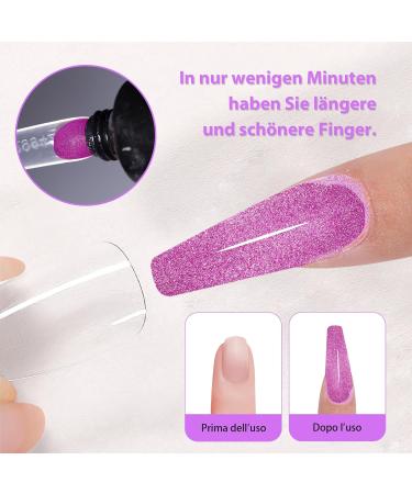 Mogray Poly Nails Gel Starter Set - 60ml Violet Glitter Builder Acrylic Gel for DIY Nail Design - Buy Online on GoSupps.com