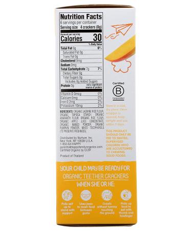 Happy Family Organics Mango & Pumpkin Teether Crackers - 12 Packs (0.14 oz each) | Organic Baby Snacks - Buy Online on GoSupps.com