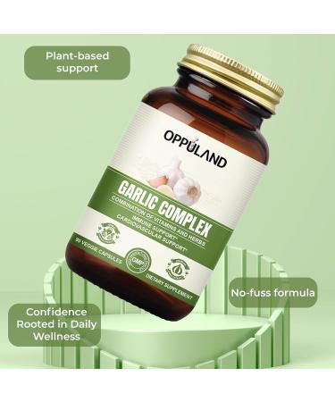 oppuland Garlic Complex - Odorless Garlic Pills with Oregano Olive Leaf Nigella Seed Vitamin D Zinc - Herbal Supplement - Cardiovascular Immune System & Natural Wellness Support - 30 Day Supply - Buy Online on GoSupps.com