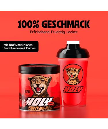 Holy Energy Gaming Booster 'Cherry Cheetah' - 50 Portions Focus Drink with Newcaff & Green Tea Extract | Vegan Cherry Flavor | Natural Fruit Aromas - Buy Online on GoSupps.com