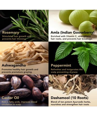 Indian Ayurveda Hair Growth Oil - Strengthens & Nourishes | Rosemary Amla Ashwagandha Castor | 100% Pure & Natural - Buy Online on GoSupps.com