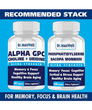 Alpha GPC 600mg + Uridine | Choline Enhancer Supplement 2in1 | Soy Free, No Fillers | Best Choline Form | 60 Pills | Made in USA | Money Back Guarantee - Buy Online on GoSupps.com
