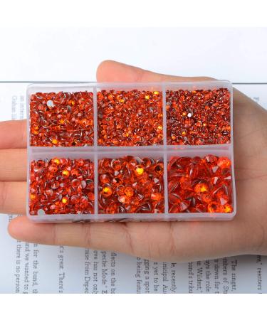 AD Beads 4300 Flat Back Nail Art Rhinestones Kit | 6 Sizes with Storage Box & Picking Pen | Orange Rhinestones for Nail Art, Phone Decor, Crafts - DIY Supplies - Buy Online on GoSupps.com