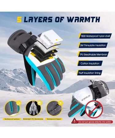 MORXPLOR Ski Snow Gloves - 3M Thinsulate Insulated Waterproof Winter Gloves (BlueGray, Large) - Buy Online on GoSupps.com