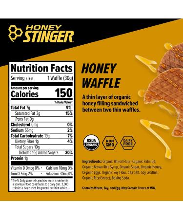 Honey Stinger Organic Honey Waffle | Energy Stroopwafel for Exercise Endurance | Sports Nutrition for Pre & Post Workout | Box of 16 Waffles - 16.96oz - Buy Online on GoSupps.com