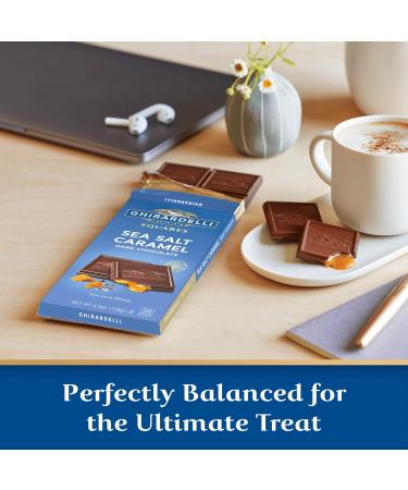 GHIRARDELLI Sea Salt Caramel Dark Chocolate Squares Bar 4.8 oz Bar (Pack of 2) Bundle With Snack Scout Lunch Bag - Buy Online on GoSupps.com