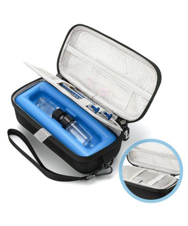 Gelozid Insulin Cooler Travel Case for Insulin Vial with Upgraded Ice Pack Medicine Cooler for Diabetic Supplies and for The Daily Life and Trip Black Case S