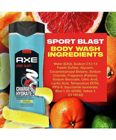 AXE 2in1 Shower Gel and Shampoo Sports Blast 16oz - 48 Count (Pack of 3) | Buy Now! - Buy Online on GoSupps.com