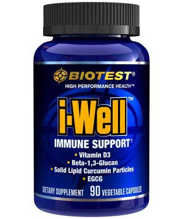 Biotest I-Well Immune Support Supplement Strengthens and Maintains Healthy Immunity  Beta Glucan Turmeric Micellar Curcumin Microencapsulated Vitamin D3 EGCG - 90 Vegetable Capsules