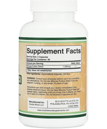 Mimosa Pudica Seed Capsules (180 Capsules 3 Month Supply) 1000mg for Digestive Support by Double Wood - Buy Online on GoSupps.com