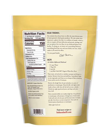 Bob's Red Mill Organic White Rice Flour 24oz - Pack of 4 | Gluten-Free & Non-GMO - Buy Online on GoSupps.com