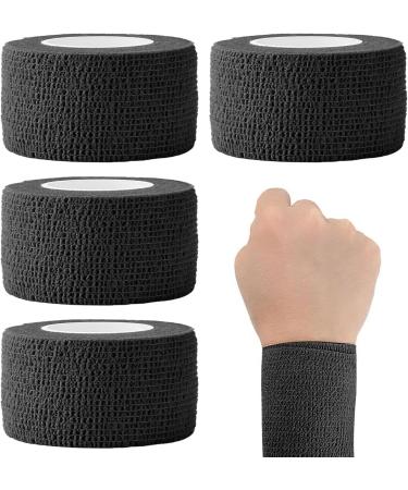 Self Adhesive Bandage Wrap - 4 PCS Elastic Non-Woven Tape for Ankle Sprains & Sports | Breathable Vet Wrap - Black 1"x177 - Buy Online on GoSupps.com