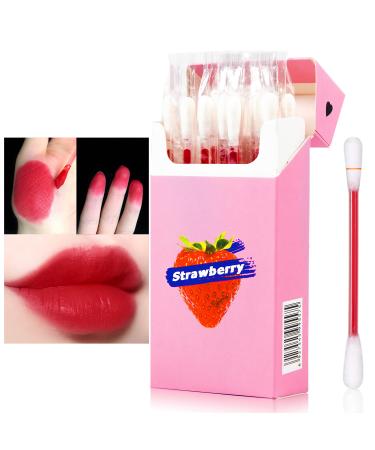 PASNOWFU 20 Pcs/Set of Tattoo Lipstick  Cotton Swab Lipstick  Tattoo Lip Stain Tattoo Lipstick Cotton Swab  Durable Waterproof Liquid Non-Stick Lipstick  Easy to Carry(Color : Strawberry)