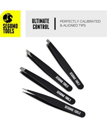 Segomo Tools 4 Piece Tweezer Set for Women - Precision Ingrown Hair Removal Kit with Flat, Angled, Slant & Pointed Tips - TW004 - Buy Online on GoSupps.com